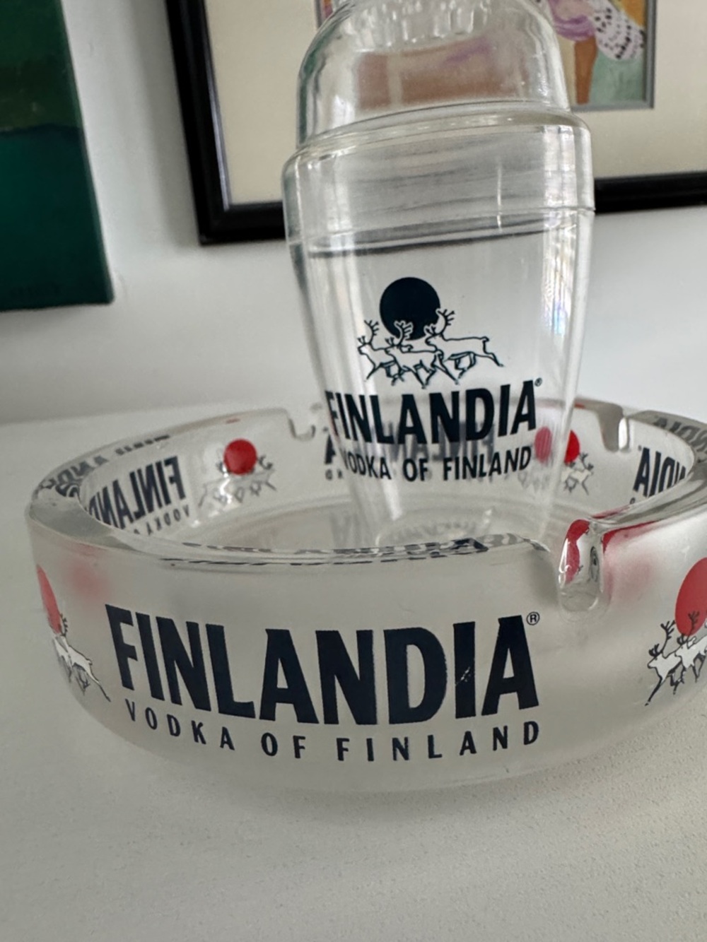 Finlandia Vodka Advertising Promotional Vintage Ashtray and Cocktail Shaker - Picture 8 of 9